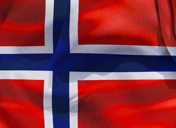 Illustration Realistic Waving Fabric Flag Norway Background Wallpaper — Foto de Stock