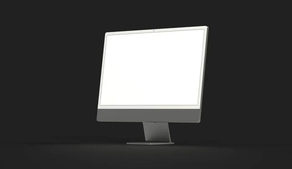 Rendering Computer Display Mock Blank White Screen — Stock Photo, Image