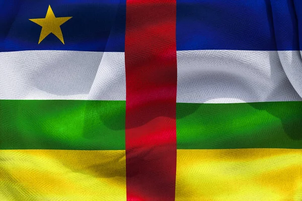 Illustration Realistic Waving Fabric Flag Central African Republic — Stockfoto