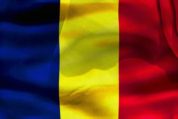 Illustratie Van Een Tsjaad Vlag Realistische Zwaaiende Stof Vlag — Stockfoto