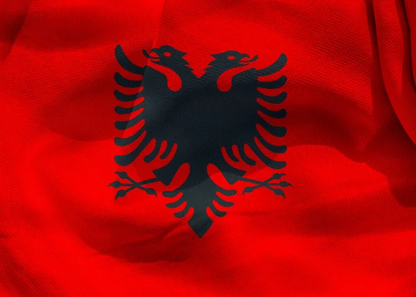 Illustration Realistic Waving Fabric Flag Albania Background Wallpaper — стоковое фото