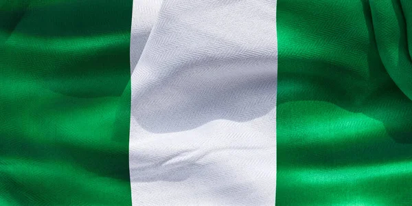 Illustration Realistic Waving Fabric Flag Nigeria Background Wallpaper — стокове фото
