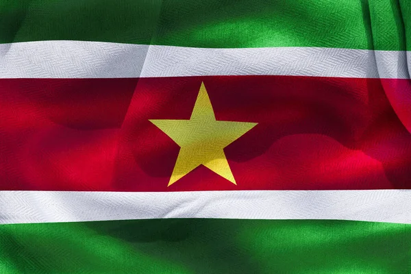 Illustration Realistic Waving Fabric Flag Suriname Background Wallpaper — Stockfoto