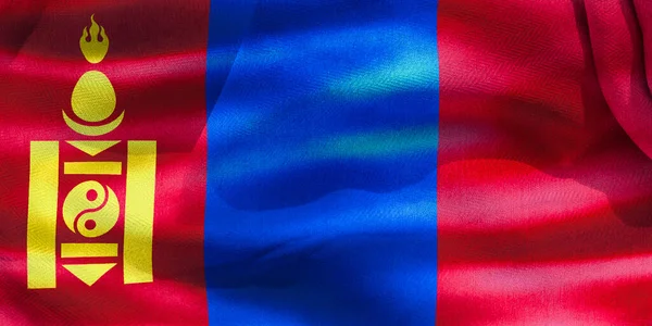 Illustration Realistic Waving Fabric Flag Mongolia Background Wallpaper — Fotografia de Stock