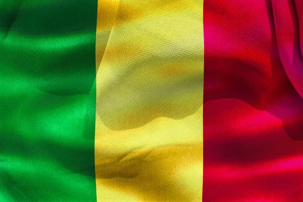 Illustration Realistic Waving Fabric Flag Mali Background Wallpaper — Zdjęcie stockowe