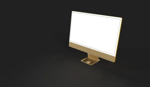 Rendering Computer Display Mock Blank Black Screen — Stockfoto