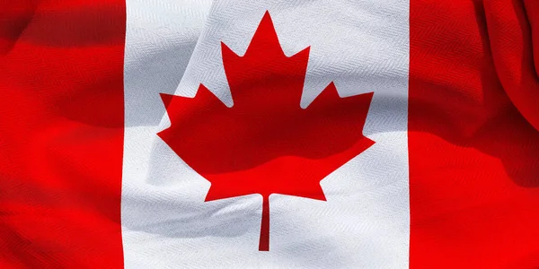 Illustration Realistic Waving Fabric Flag Canada Background Wallpaper — Stockfoto