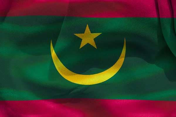 Illustration Realistic Waving Fabric Flag Mauritania Background Wallpaper — Foto de Stock