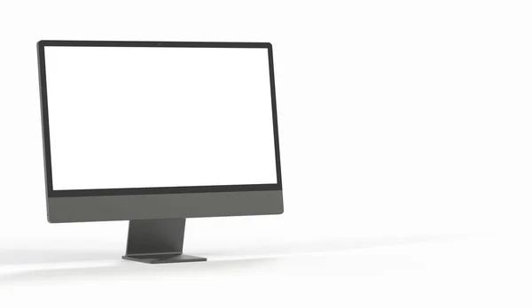 Boş Beyaz Ekran Ile Bir Bilgisayarın Boyutlu Görüntülemesi — Stok fotoğraf