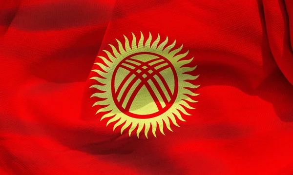 Illustration Realistic Waving Fabric Flag Kyrgyzstan Background Wallpaper — Fotografia de Stock