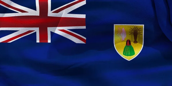 Illustration Realistic Waving Fabric Flag Caicos Islands Background Wallpaper — Stockfoto