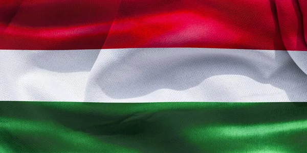 Μια Τρισδιάστατη Απεικόνιση Του Ρεαλιστικού Κυματίζει Σημαία Ύφασμα Της Ουγγαρίας — Φωτογραφία Αρχείου