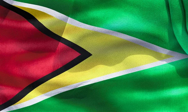 Illustration Realistic Waving Fabric Flag Guyana Background Wallpaper — Stock Photo, Image