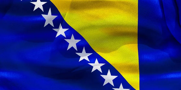 Illustration Realistic Waving Fabric Flag Bosnia Herzegovina — Photo