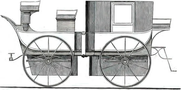 Drawing Nineteenth Century Vintage Carriage Isolated White Background — Stock Photo, Image