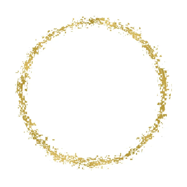 Χρυσός Κύκλος Εφέ Δυσλειτουργίας Μοτίβο Στρογγυλό Σχήμα Υφή Ήχου Pixel — Φωτογραφία Αρχείου