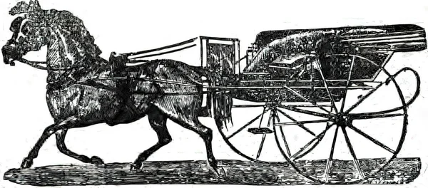 黒と白の19世紀のヴィンテージの馬車のイラスト — ストック写真