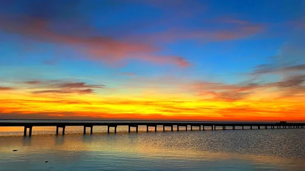 Belo Pôr Sol Sobre Mar — Fotografia de Stock