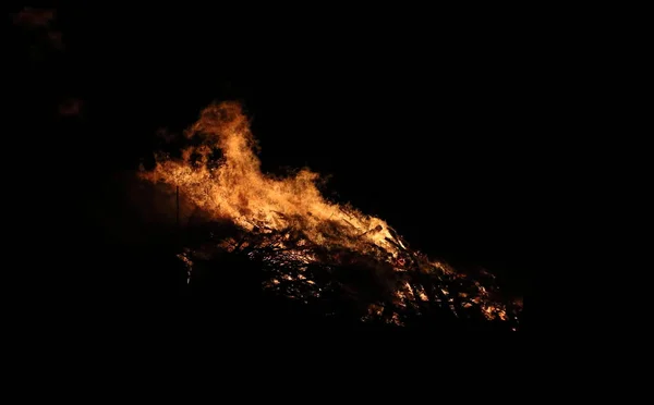 Vuur Vlammen Zwarte Achtergrond — Stockfoto