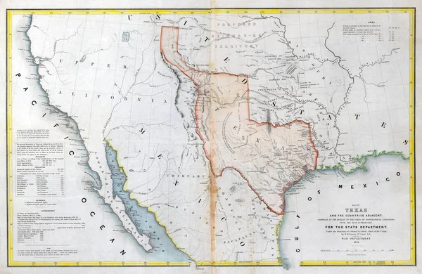 Mapa Vintage República Texas Século Xix — Fotografia de Stock