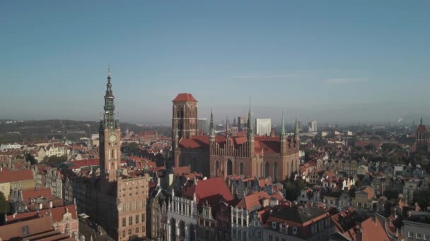 Oude Stad Van Gdansk Bovenaanzicht — Stockvideo