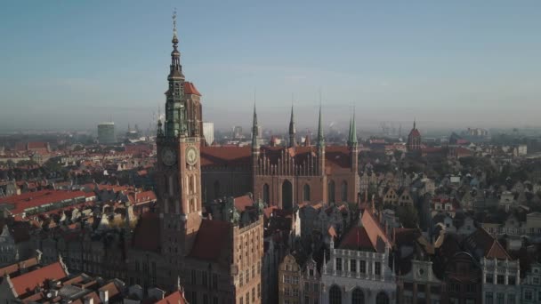 Old Town Gdansk Top View — Stock Video