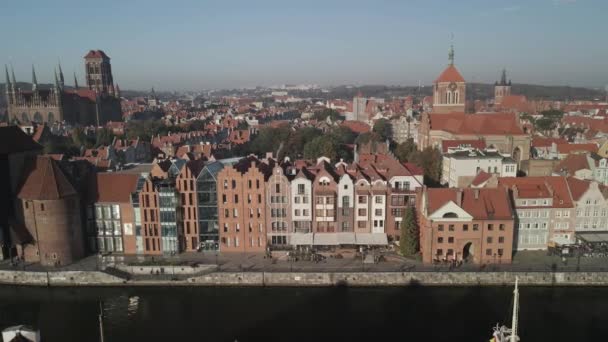 Old Town Gdansk Top View — Stock Video