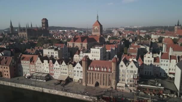 Oude Stad Van Gdansk Bovenaanzicht — Stockvideo