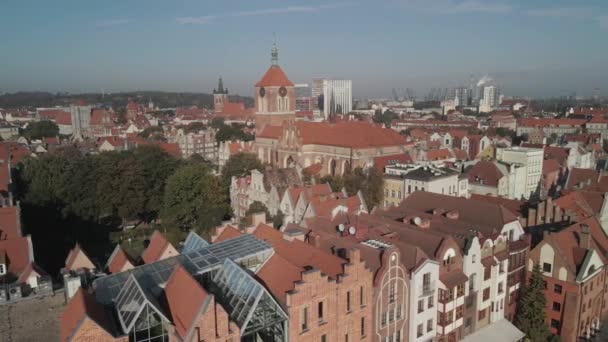 Oude Stad Van Gdansk Bovenaanzicht — Stockvideo