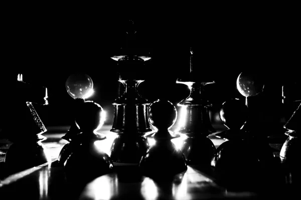 Шахові Фігури Чорному Тлі — стокове фото