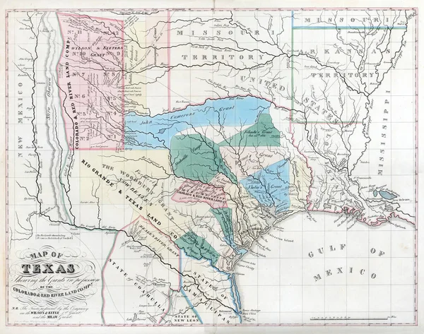 Vintage Map Texas Coahuila Nineteenth Century — Stock Photo, Image