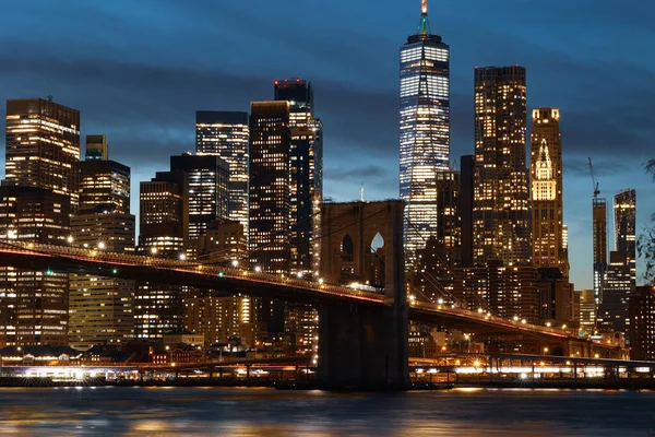 New York Ville Manhattan Skyline Nuit — Photo