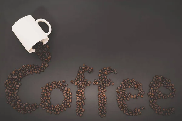 Λατρεύω Πίνω Καφέ Κόκκοι Καφέ Ευθυγραμμίζονται Λέξη Καφές — Φωτογραφία Αρχείου