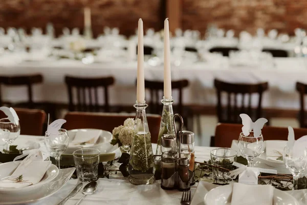 Mesa Casamento Conjunto Com Cadeiras Mesas — Fotografia de Stock