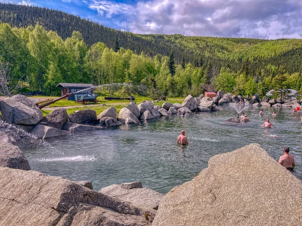 View People Relaxing Chena Hot Springs Alaska Usa — Stock Photo, Image