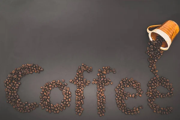 Láska Pití Kávy Kávová Zrna Seřadit Slovo Káva — Stock fotografie