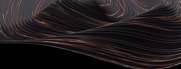 Dark Gold Background Dynamic Flow Wave — 스톡 사진