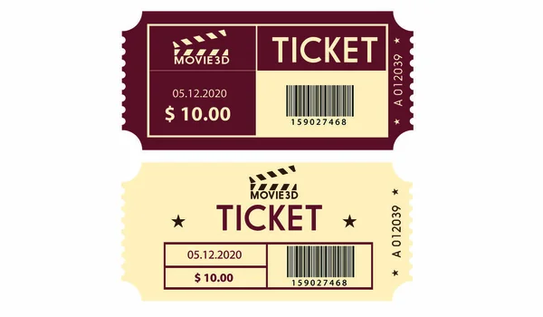 チケットと入場シンボルのベクターイラスト ウェブのための映画やエンターテイメントの株式の背景のセット — ストックベクタ
