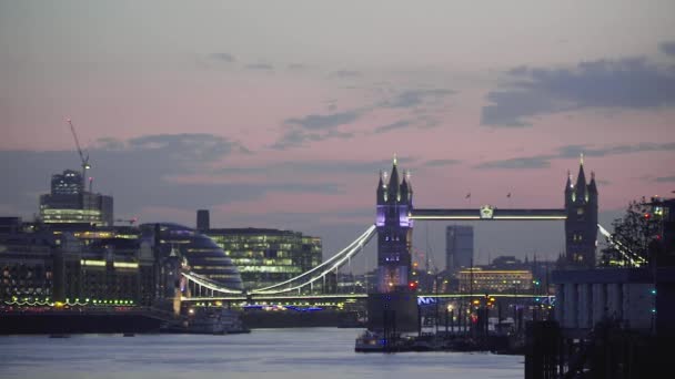 Londontornet Och Stadsbilden Natten — Stockvideo
