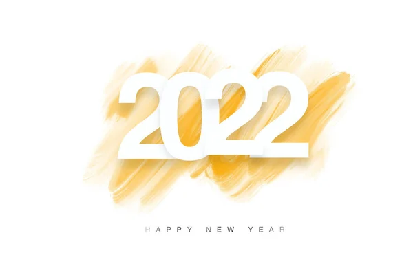 Happy New Year 2022 White Text Yellow Design White Background — Fotografia de Stock