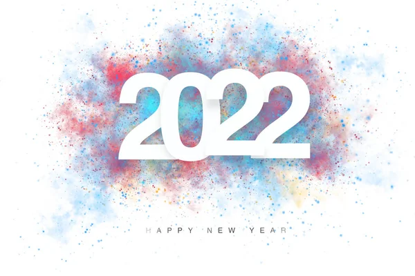 Happy New Year 2022 White Text White Background Colorful Design — Stok fotoğraf