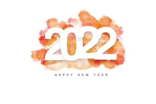 Happy New Year 2022 White Text Red Yellow Design White — Stock Photo, Image