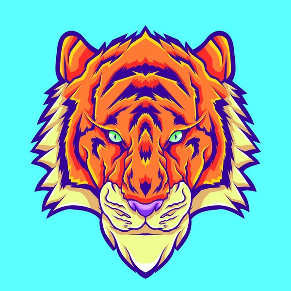 Retrato Cabeza Tigre Ilustración Vectorial — Vector de stock