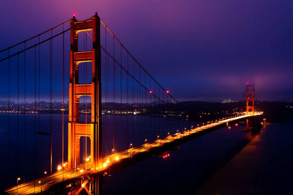 Long Exposure Shot Golden Gate Bridge San Francisco California Night — Stock Photo, Image