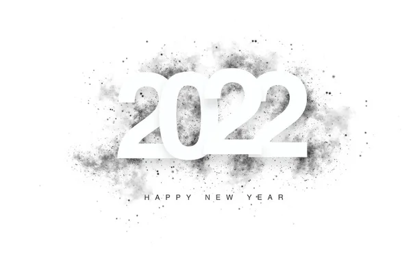 Happy New Year 2022 White Text Silver Design White Background — Foto de Stock