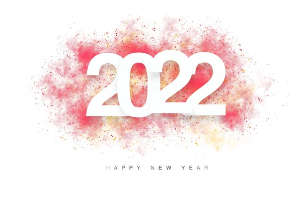 Happy New Year 2022 White Red Yellow Design Text White — Foto de Stock