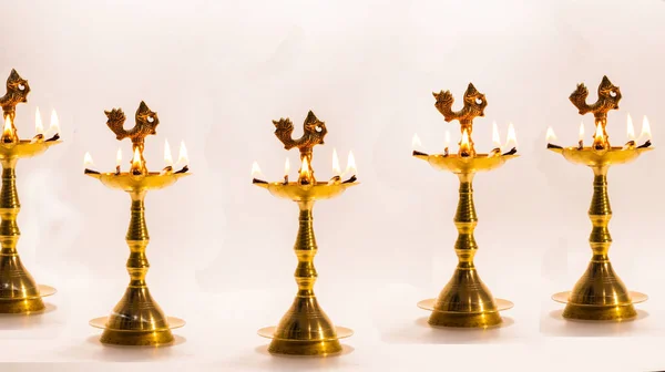 Closeup Nilavilakku Traditional Lamps Used Commonly Kerala Well Tamil Nadu — Fotografia de Stock