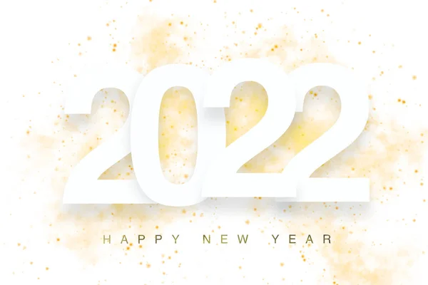 Happy New Year 2022 Golden Text White Background — Stok fotoğraf