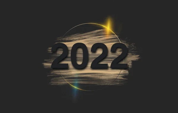 Happy New Year 2022 Black Text Golden Design Black Background — Stock Photo, Image