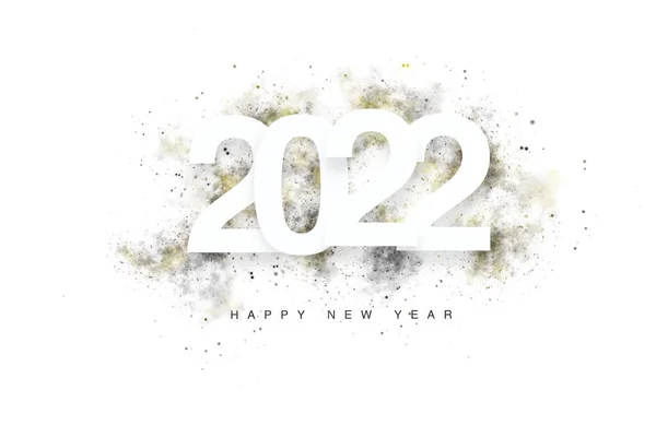 Feliz Año Nuevo 2022 Texto Blanco Con Diseño Plateado Dorado —  Fotos de Stock